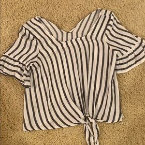 NWT striped crop blouse